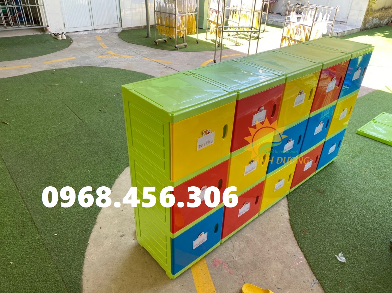 Tủ đựng cặp mầm non bằng nhựa, tủ cặp bằng nhựa trẻ em